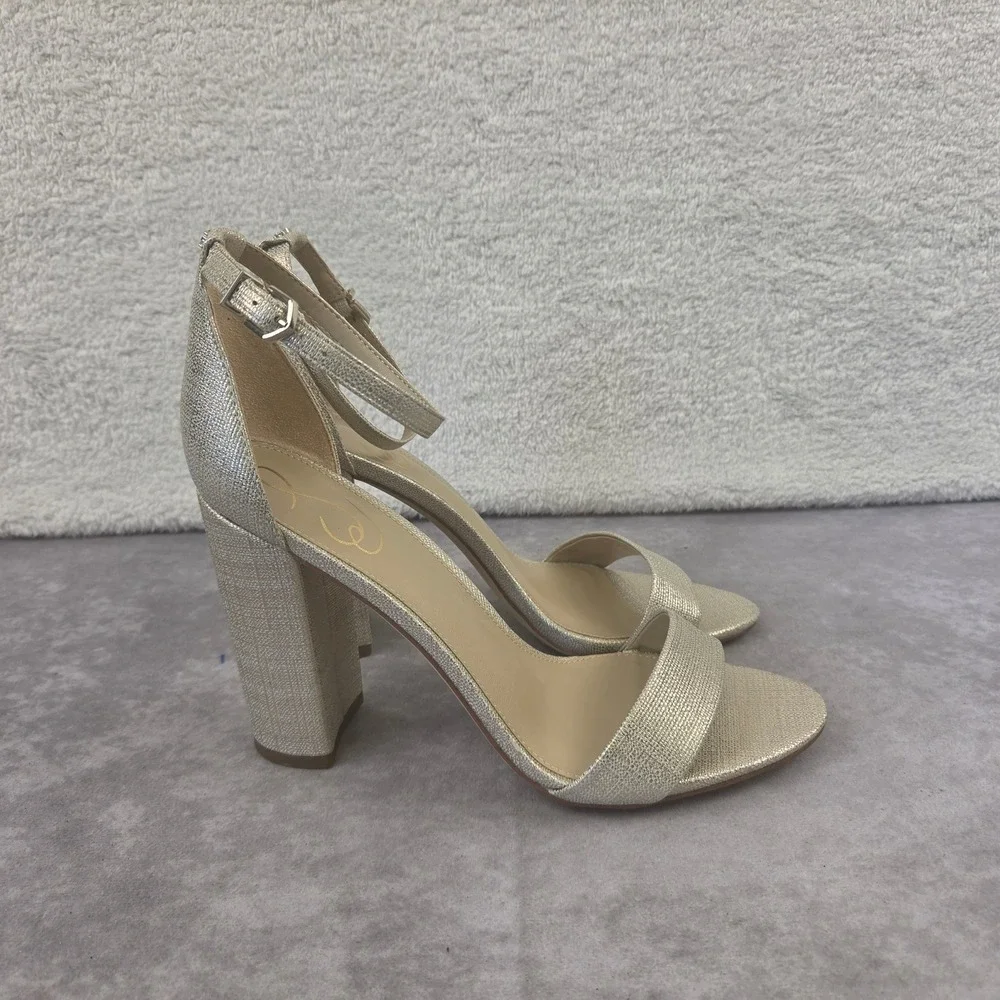 Sam Edelman Yaro Block Heel Sandals Light Gold Metallic Dress Shoes 10 M
